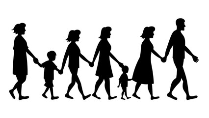 set of family silhouette