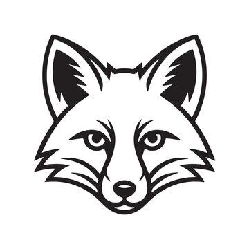Black color fox head silhouette vector. Fox face icon. Vector illustration eps 10