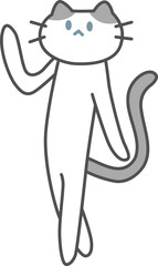 고양이, 반려동물, 흰색, 심플, 귀여운, 깔끔한, 네코, 캐릭터, 꼬리, 고양이포즈, 동물, 애완동물, 귀, 수염, 애교, 귀여운포즈, 심플라인, 일러스트, 고양이귀,  고양이표정, 고양이자세, 집고양이, 냥이