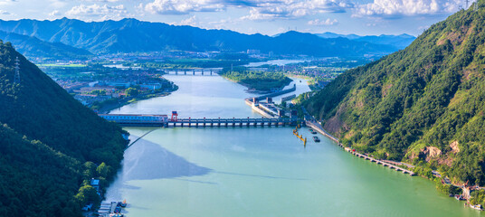 The scenery of the Little Three Gorges of Fuchun River in Tonglu County, Hangzhou, China