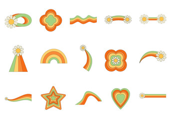 Groovy Retro Rainbow Element Set