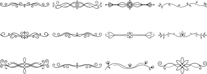 Set of Frame borders and text dividers, monochrome vectors collection