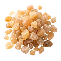 Pile of frankincense resins top view isolated on white background