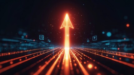 Digital arrow symbolizing growth and progress in technology and innovation