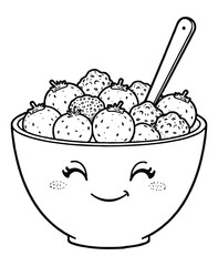 Smiling Smoothie Bowl Coloring Page
