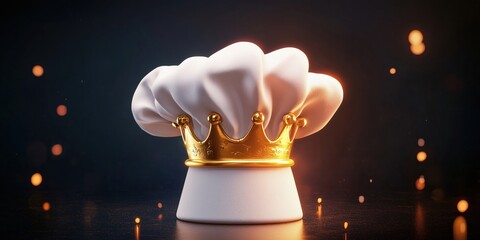 Chef hat with golden crown symbolizing culinary excellence and creativity