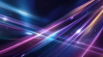Obraz premium Abstract glowing light streaks in blue and purple hues on a dark background, creating a futuristic and dynamic visual effect.