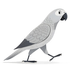 Naklejka premium 3D Illustration, Minimalistic A Grey Parrot walking, isolated on a transparent background