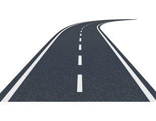 Curving Asphalt Road Path to the Horizon White Lines