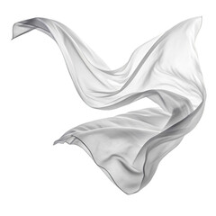 Floating white fabric isolated on white background