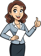 business woman showing thumbs up