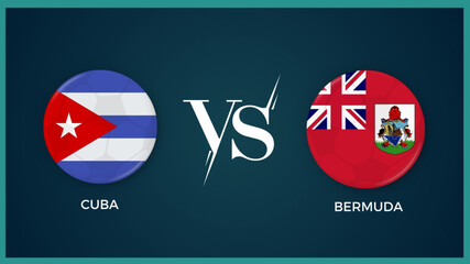 Obraz premium cuba vs bermuda flag in circle for concacaf champions cup sports banner. vector illustrator