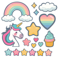 cute unicorn vector set. Isolated on a white background