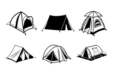 Set of camping tent icons vector illustration. © Nazmul
