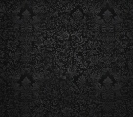 Intricate black damask, seamless gothic floral wallpaper pattern , antique, stylish