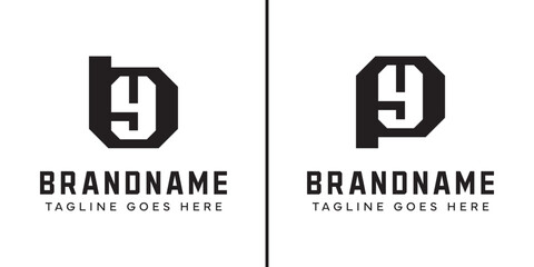 Letters BY and PY Monogram Logo Set, suitable for any business with BY YB PY YP initials