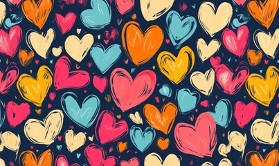 Colorful heart patterns in vibrant shades for festive occasions and celebrations
