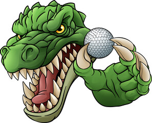 Crocodile Dinosaur Alligator Golf Sports Mascot © Christos Georghiou