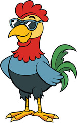 cartoon chicken with a red ribbon