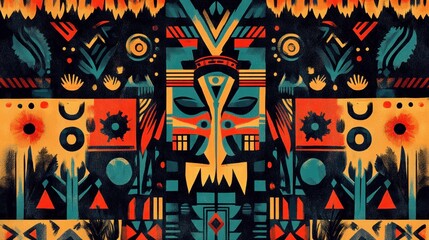 Fototapeta premium Vibrant abstract pattern with tribal motifs