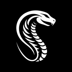 Cobra Silhouette Vector Illustration Of Deadly Venomous Snake Predator In Jungle Wildlife Design With Hooded Fangs Coiled Aggressive Reptile Artwork Tattoo Emblem Isolated On White Background