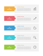 Process vertical diagram template with five sections. Infgographic template with icons