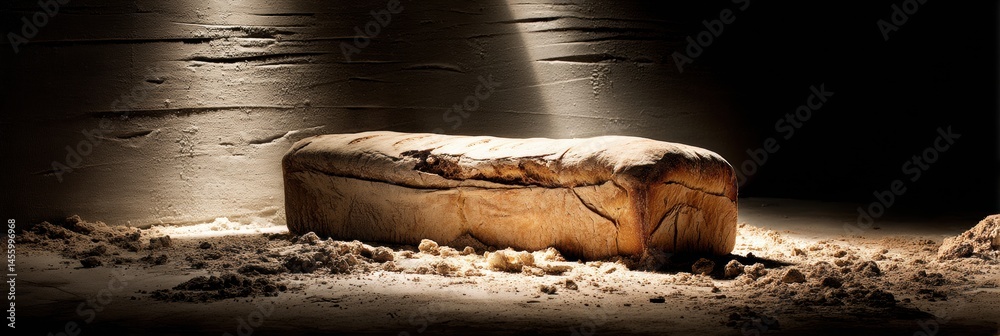 Aufkleber unique and luxurious loaf of bread showcased with dramatic lighting in an artisan bakery setting gen