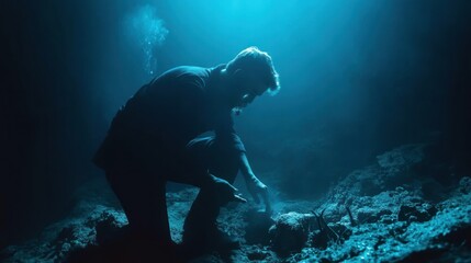 Subaquatic Exploration: A Diver's Solitary Descent into the Mysterious Depths