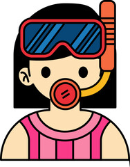 a girl wearing a snorkel mask