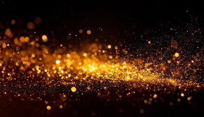 Sparkling Golden Glitter Festive Background with Bokeh Lights Perfect for Holiday Designs