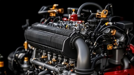 Fototapeta premium Formula car engine showcase high-performance machinery in a focused automotive workshop environment