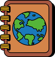 A book with a globe on the cover