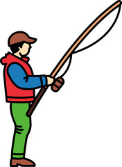 Naklejka premium A man fishing with a fishing pole
