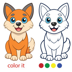 Kawaii Cat Coloring Page for Print | Cute and Simple Line Art Illustration in Black and White | Fun Vector Drawing for Kids and Adults. Adobe Illustrator Artwork