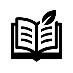 open book with leaf silhouette on transparent background for web and graphic design