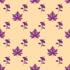 Wallpaper decorates the interior of the Chaba patterned flowers mixed with leaves continuously. The light orange and purple floors represent a luxurious, romantic, calm, original vector.