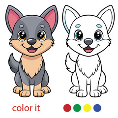 Fototapeta premium Kawaii Cat Coloring Page for Print | Cute and Simple Line Art Illustration in Black and White | Fun Vector Drawing for Kids and Adults. Adobe Illustrator Artwork