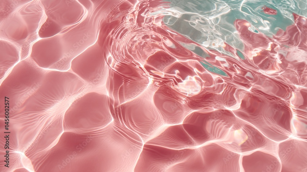 Poster soft pink aqua water shimmers under the light. gentle ripples create a calming effect in this serene