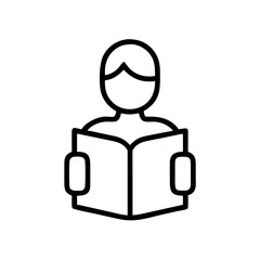 reader with book on transparent background for web and graphic design