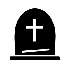 Fototapeta premium rounded tombstone with cross silhouette on transparent background for web and graphic design