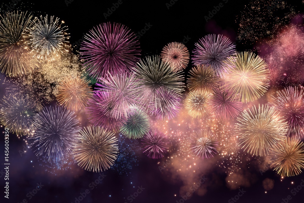 Aufkleber celebrate with animated fireworks marking an order confirmation with vibrant colors and energetic di
