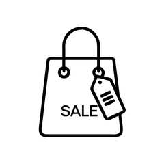 shopping bag with sale tag on transparent background for web and graphic design