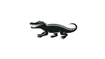 Fototapeta premium Crocodile silhouette black reptile vector icon logo and illustration