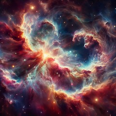 Fototapeta premium Cosmic dust cloud A nebula composed of swirling colorful cosmic