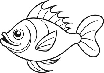anglerfish outline vector illustration line art coloring book page