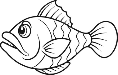 anglerfish outline vector illustration line art coloring book page