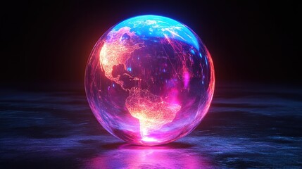 A glowing holographic globe representing global blockchain adoption 