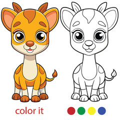 Naklejka premium Cute Cartoon Giraffe Coloring Page for Print | Fun Animal Outline Illustration in Black and White | Vector Drawing on White Background