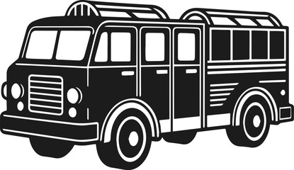 Fire engine silhouette vector illustration