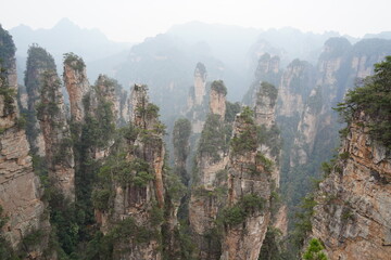 Majestic Sandstone Pillars of Zhangjiajie National Forest Park, China